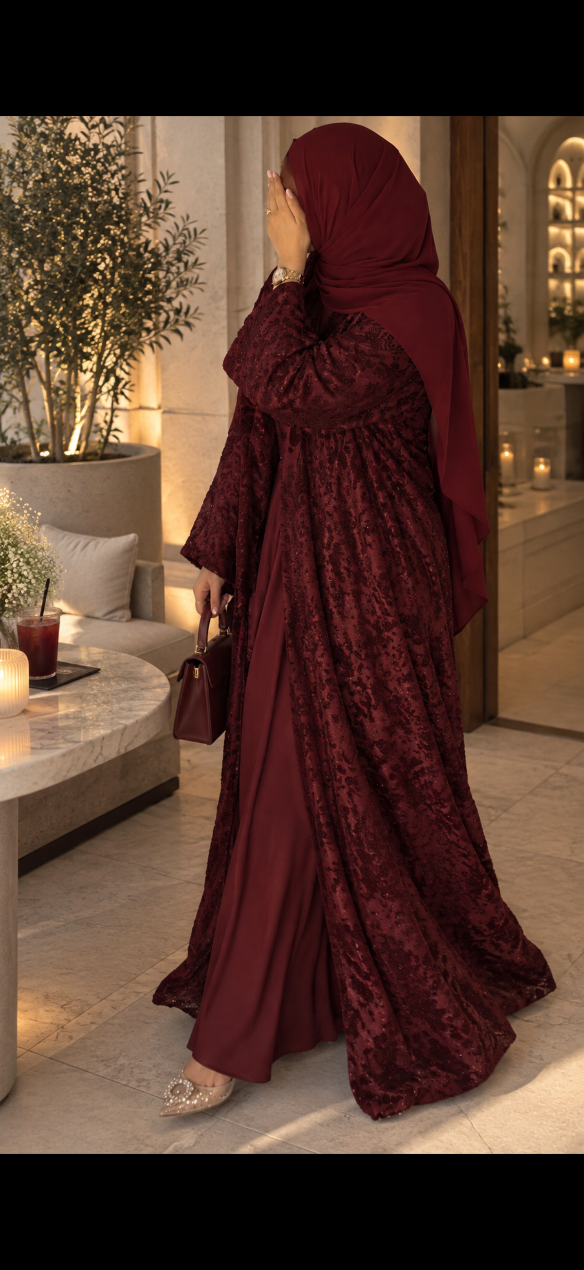 Orchid Abaya (vol 2) maroon