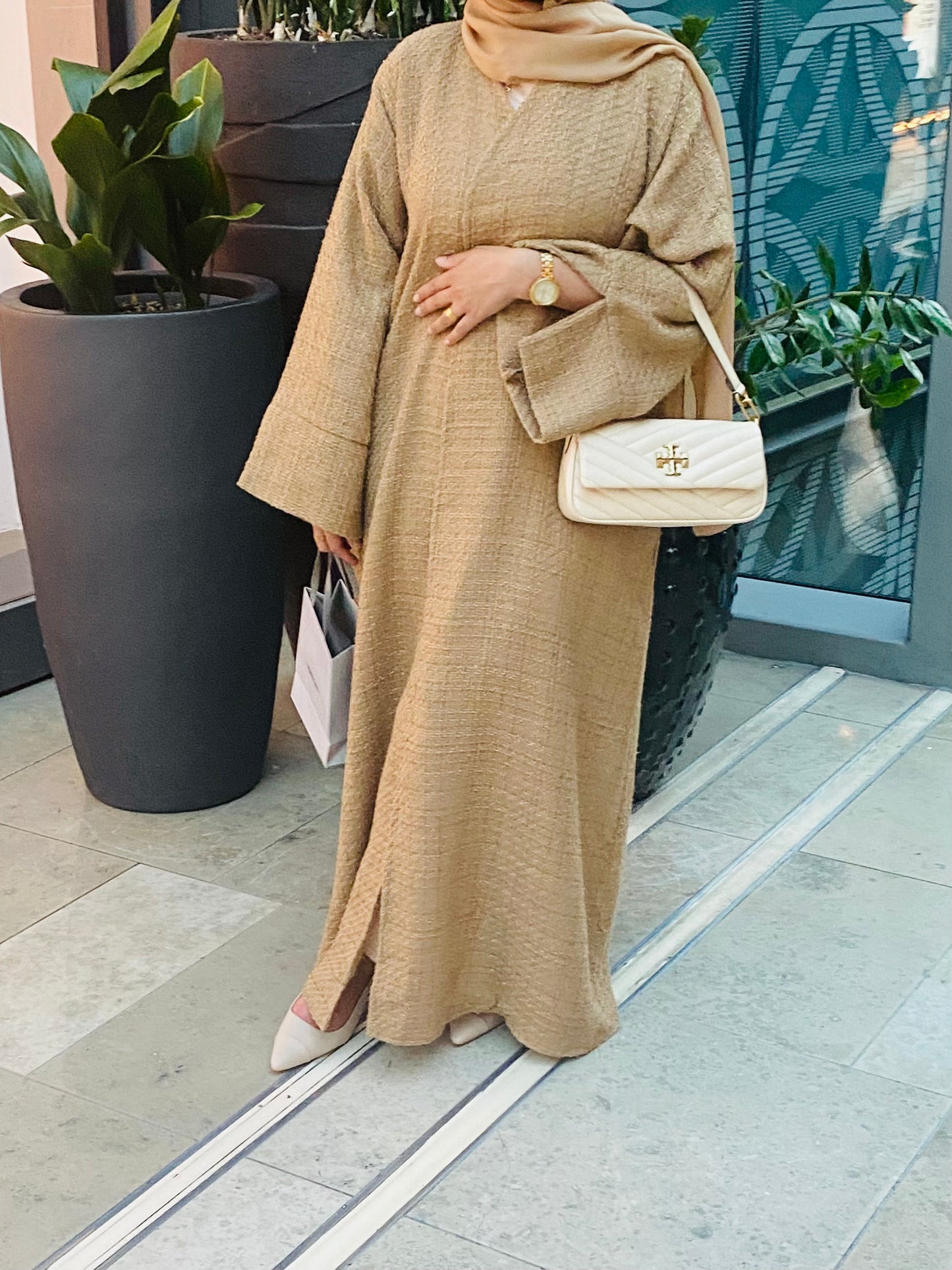 Abaya en tweed scintillant