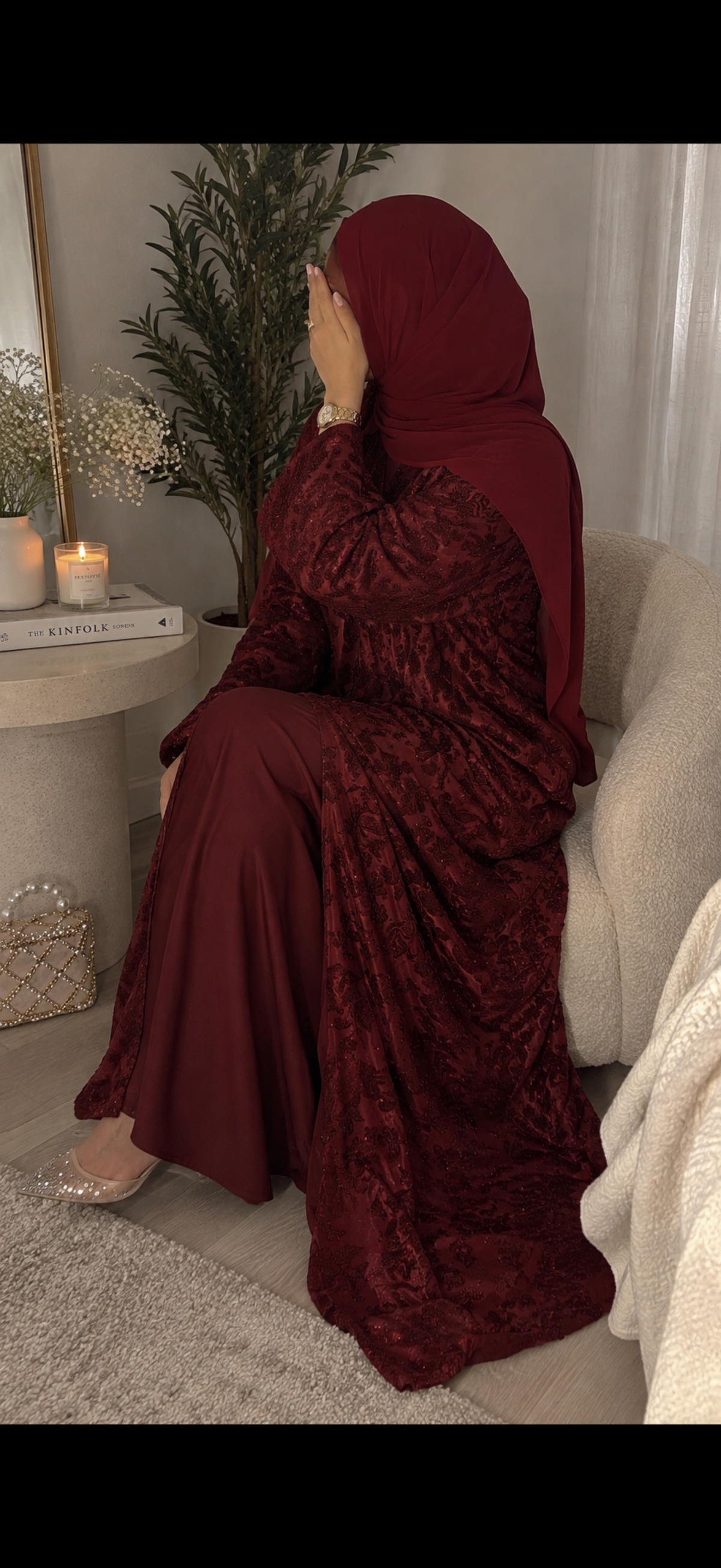 Orchid Abaya (vol 2) maroon