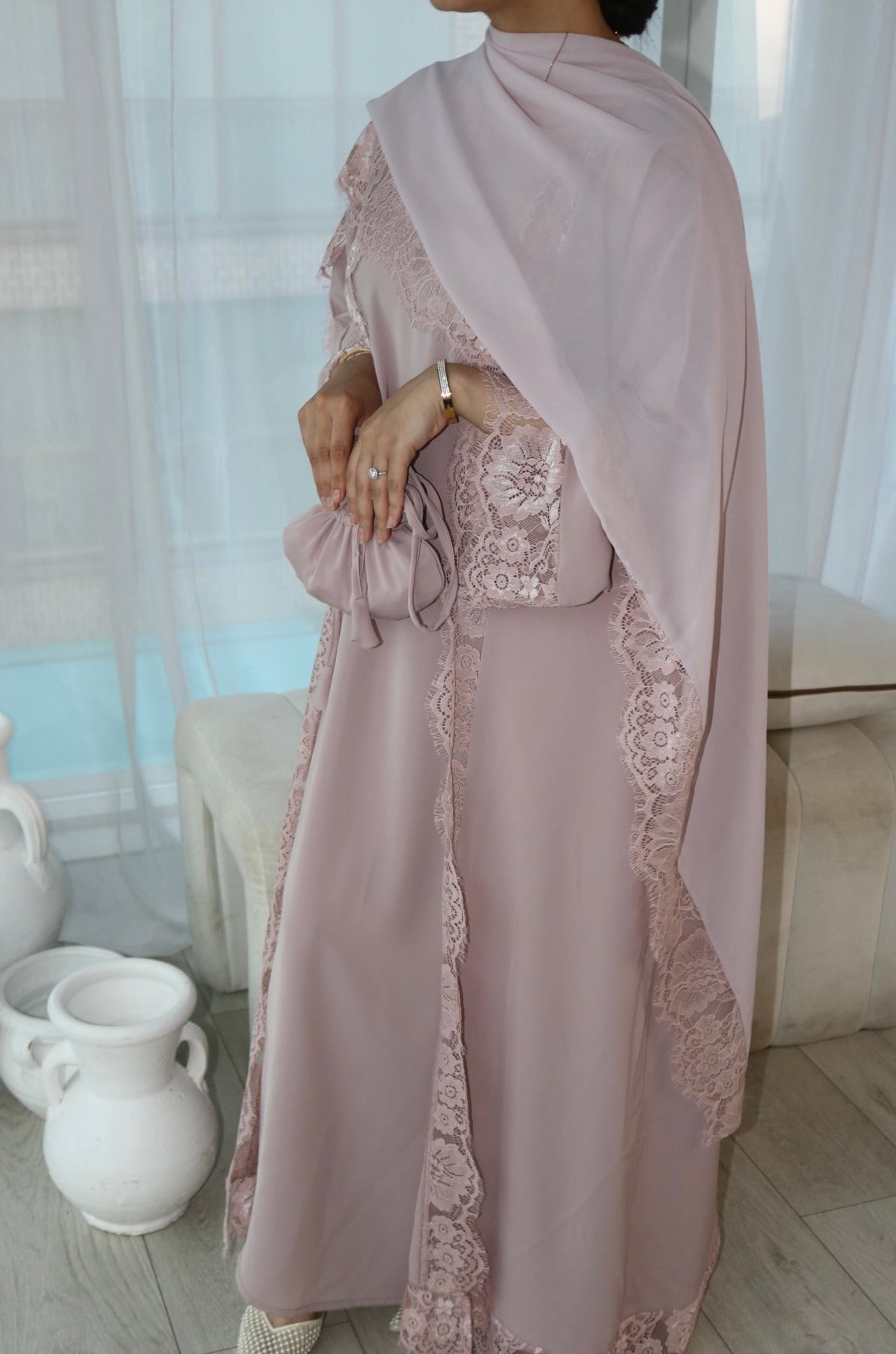 The Layali Lace Abaya Set