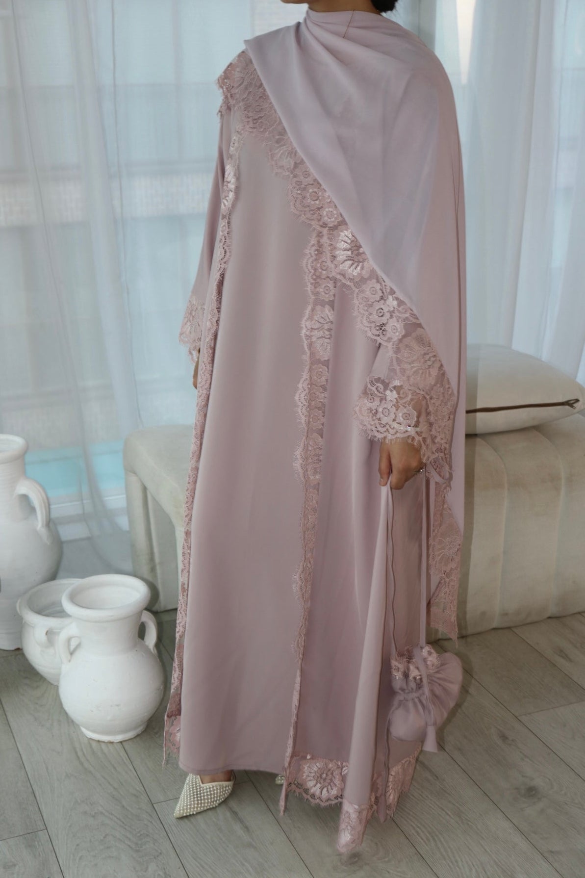 The Layali Lace Abaya Set
